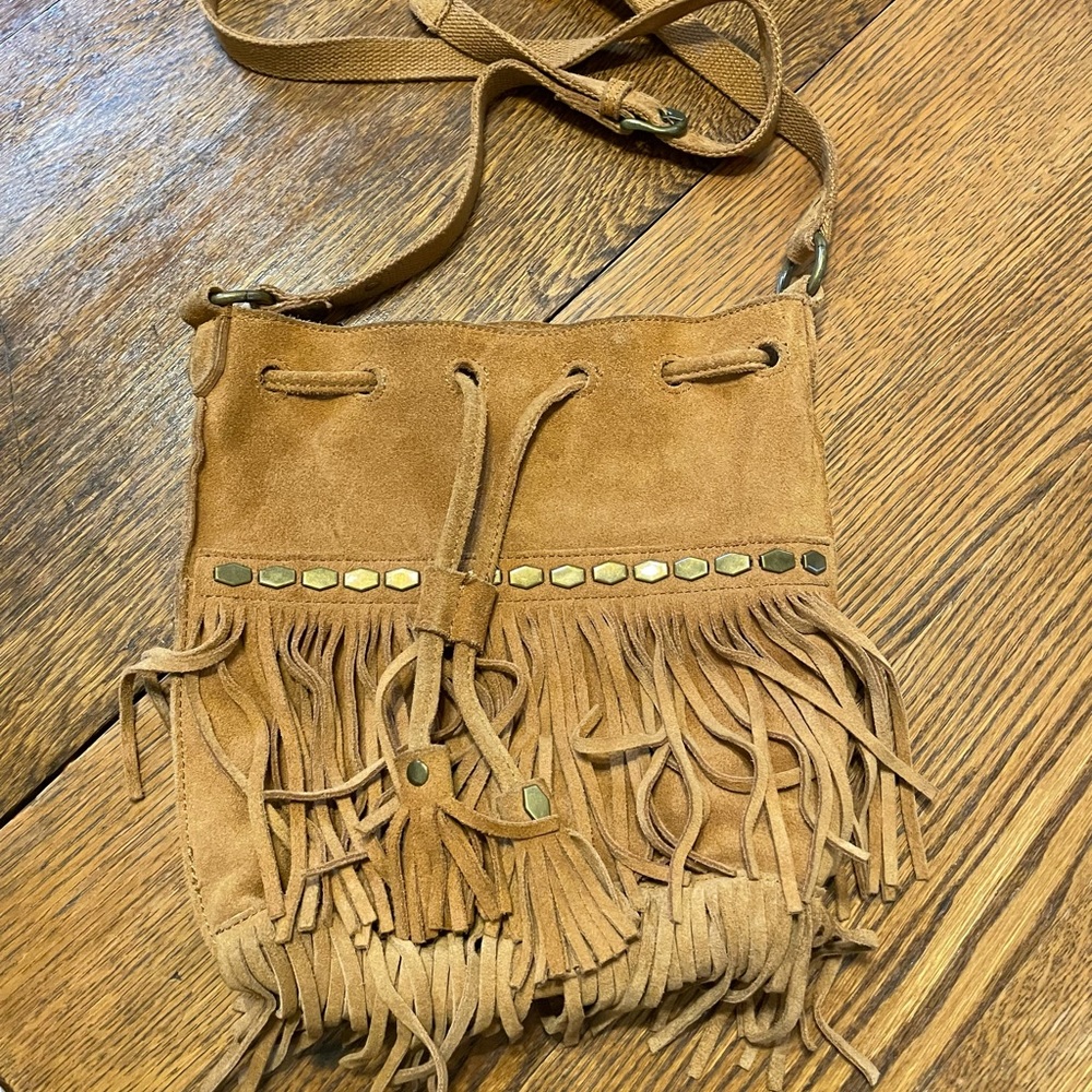 Lucky Brand Leather Suede Fringe Bag